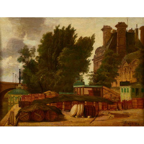 STANISLAS VICTOR �DOUARD L�PINE : F�sser am Flussufer (DOBIASCHOFSKY AUKTIONEN AG)