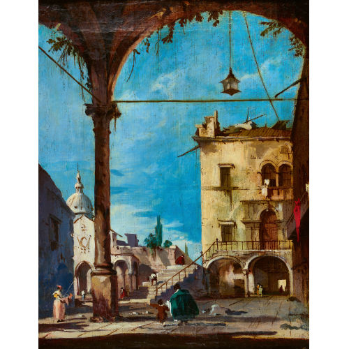 FRANCESCO GUARDI : Capriccio con sottoportico di palazzo (DOBIASCHOFSKY AUKTIONEN AG)