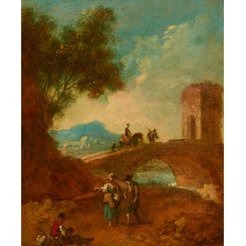 FRANCESCO ZUCCARELLI : Landschaft mit alter Br�cke und Staffage (DOBIASCHOFSKY AUKTIONEN AG)