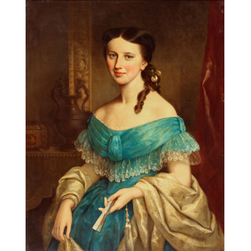FRANZ XAVER WINTERHALTER : Bildnis einer jungen Dame mit F�cher (DOBIASCHOFSKY AUKTIONEN AG)