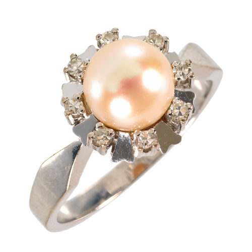PERLEN-DIAMANT-RING : (DOBIASCHOFSKY AUKTIONEN AG)