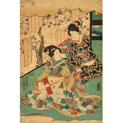 KUNISADA III UTAGAWA : Konzertszene aus Inaka Genji (DOBIASCHOFSKY AUKTIONEN AG)