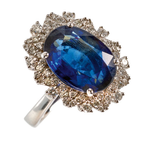 SAPHIR-DIAMANT-RING : (DOBIASCHOFSKY AUKTIONEN AG)