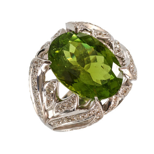 PERIDOT-DIAMANT-RING : (DOBIASCHOFSKY AUKTIONEN AG)