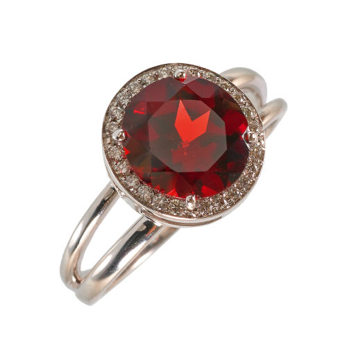 GRANAT-DIAMANT-RING : (DOBIASCHOFSKY AUKTIONEN AG)