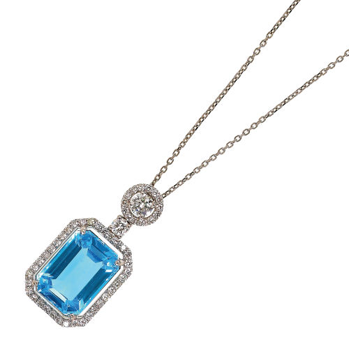 AQUAMARIN-DIAMANT-ANH�NGER MIT KETTE : (DOBIASCHOFSKY AUKTIONEN AG)