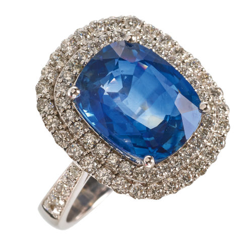SAPHIR-DIAMANT-RING : (DOBIASCHOFSKY AUKTIONEN AG)