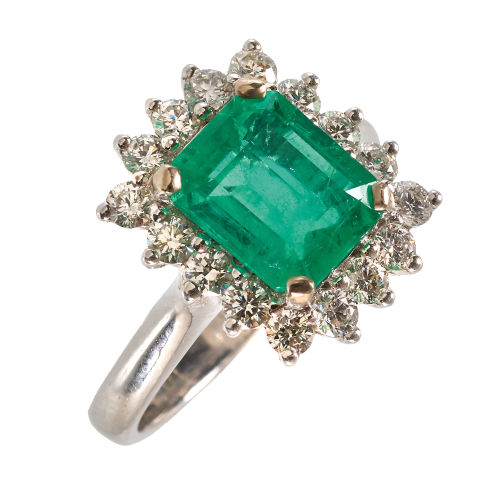 SMARAGD-DIAMANT-RING : (DOBIASCHOFSKY AUKTIONEN AG)