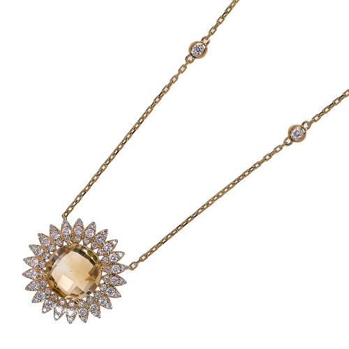 CITRIN-DIAMANT-ANH�NGER MIT KETTE : (DOBIASCHOFSKY AUKTIONEN AG)