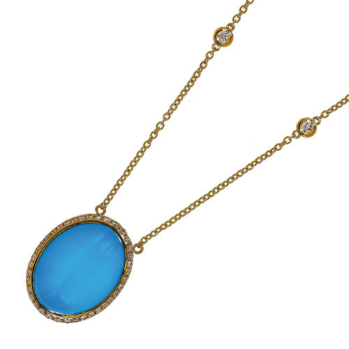 T�RKIS-DIAMANT-ANH�NGER MIT KETTE : (DOBIASCHOFSKY AUKTIONEN AG)