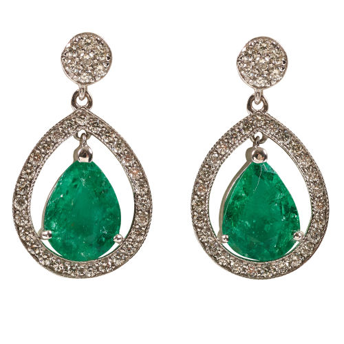 SMARAGD-DIAMANT-OHRH�NGER : (DOBIASCHOFSKY AUKTIONEN AG)