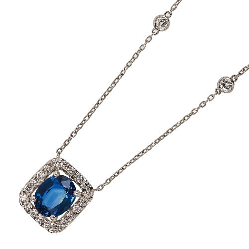 SAPHIR-DIAMANT-ANH�NGER MIT KETTE : (DOBIASCHOFSKY AUKTIONEN AG)