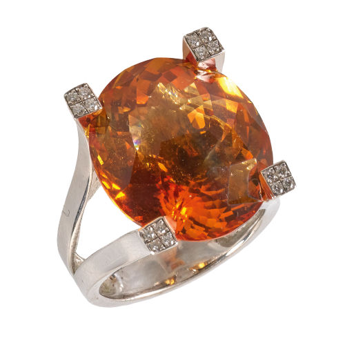 CITRIN-DIAMANT-RING : (DOBIASCHOFSKY AUKTIONEN AG)