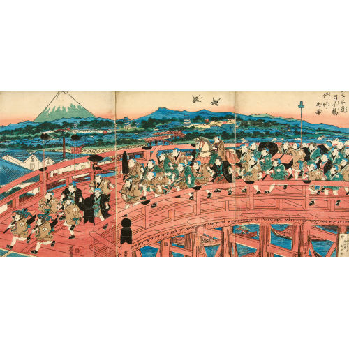 EISEN KEISAI : Triptychon: 'Kindervergn�gen. Eine Prozession auf der Nihon-Br�cke (Osana asobi Nihonbashi gyoretsu no zu)' (DOBIASCHOFSKY AUKTIONEN AG)