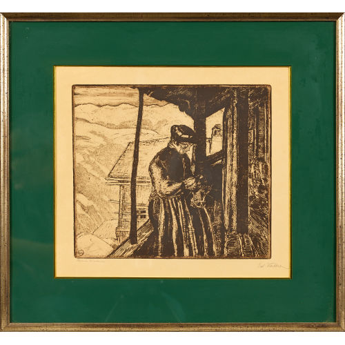 DOUARD VALLET : 'Femme tricotant' (DOBIASCHOFSKY AUKTIONEN AG)