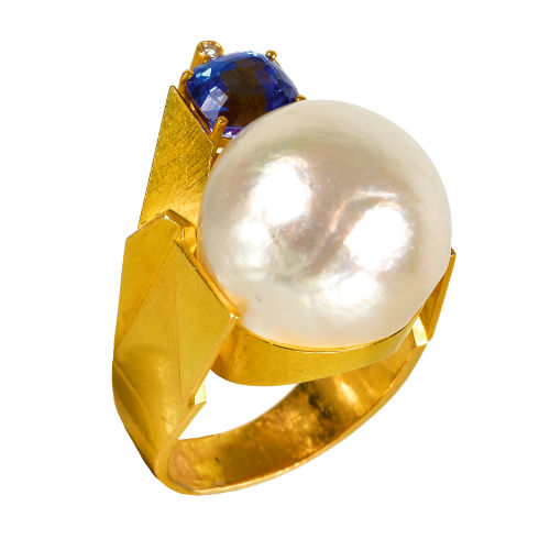 PERLEN-TANSANIT-BRILLANT-RING : Othmar Zschaler, Bern (DOBIASCHOFSKY AUKTIONEN AG)