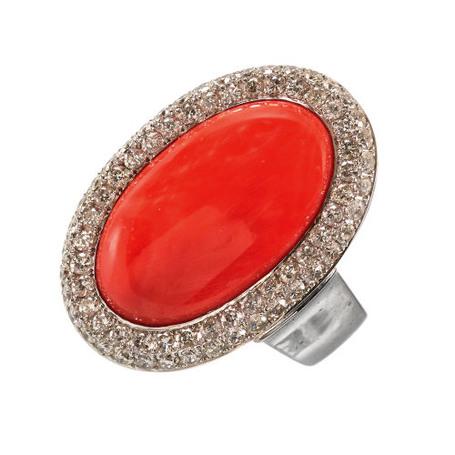 KORALLEN-DIAMANT-RING : (DOBIASCHOFSKY AUKTIONEN AG)