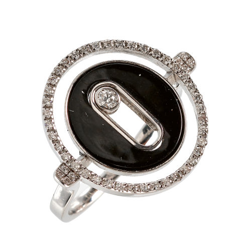 DIAMANT-ONYX-RING : (DOBIASCHOFSKY AUKTIONEN AG)