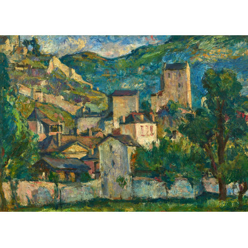 WALTER HELBIG : Tessiner Dorflandschaft mit Burg (DOBIASCHOFSKY AUKTIONEN AG)