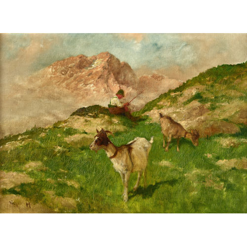 ARTHUR HEYER : Hirtenknabe mit Ziegen (DOBIASCHOFSKY AUKTIONEN AG)