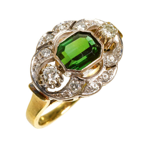 TURMALIN-DIAMANT-RING : (DOBIASCHOFSKY AUKTIONEN AG)