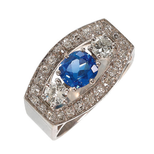 SAPHIR-DIAMANT-RING : (DOBIASCHOFSKY AUKTIONEN AG)
