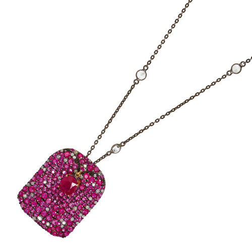 RUBIN-DIAMANT-ANH�NGER MIT KETTE : (DOBIASCHOFSKY AUKTIONEN AG)