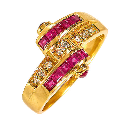 RUBIN-BRILLANT-RING : Bucherer, Luzern (DOBIASCHOFSKY AUKTIONEN AG)
