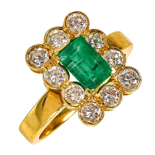 SMARAGD-BRILLANT-RING : (DOBIASCHOFSKY AUKTIONEN AG)