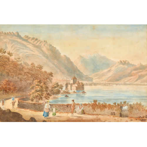 18. JH. SCHWEIZ : Blick auf Schloss Chillon mit Dents du Midi (DOBIASCHOFSKY AUKTIONEN AG)