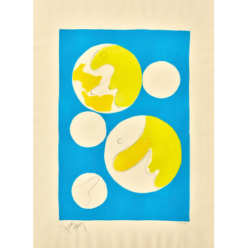 HANS (AUCH JEAN) ARP : 'Cinque lunes sur fond bleu' (DOBIASCHOFSKY AUKTIONEN AG)