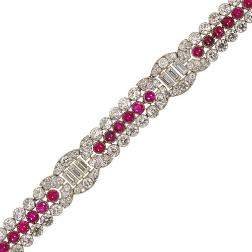 RUBIN-DIAMANT-BRACELET : Frankreich, wohl im Stil des sp�ten Art d�co (DOBIASCHOFSKY AUKTIONEN AG)