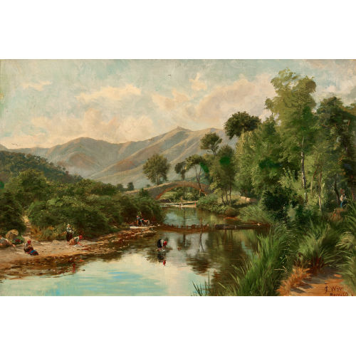 CHARLES JONES WAY : W�scherinnen am Fluss bei Rapallo (DOBIASCHOFSKY AUKTIONEN AG)