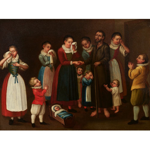 18./19. JH. SCHWEIZ : Dorothea Wyss und ihre Kinder bei der Verabschiedung des Bruder Klaus (DOBIASCHOFSKY AUKTIONEN AG)