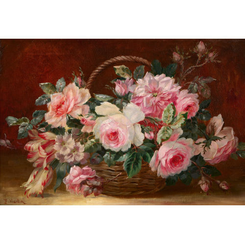 FRAN�OIS MARTIN : Rosen und Tulpen im Flechtkorb (DOBIASCHOFSKY AUKTIONEN AG)