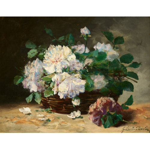 CHARLES GILBERT-MARTIN : Stillleben mit Rosen im Korb (DOBIASCHOFSKY AUKTIONEN AG)