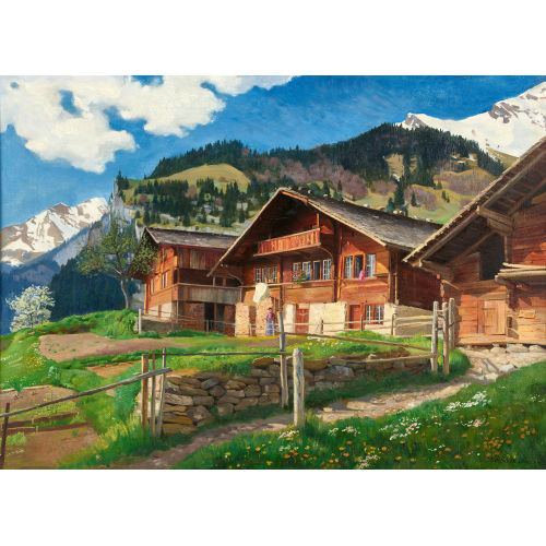 EDUARD SCHILD : Brienzer Fr�hlingslandschaft mit H�usern (DOBIASCHOFSKY AUKTIONEN AG)
