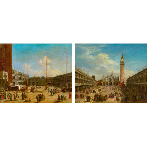 WILLIAM JAMES : Piazza San Marco con la Basilica di fronte. / Piazza San Marco con San Geminiano. Gegenst�cke (DOBIASCHOFSKY AUKTIONEN AG)