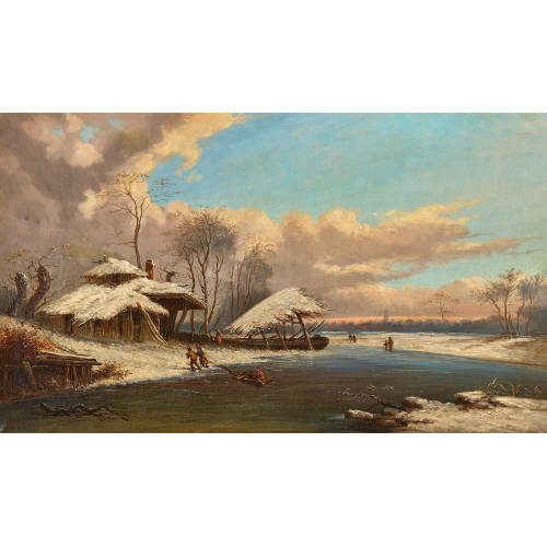 P. HARLING : Winterlandschaft mit vereistem Fluss und Staffage (DOBIASCHOFSKY AUKTIONEN AG)