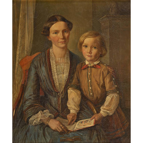 WILLIAM MORITZ : Portr�t einer b�rgerlichen Frau mit Sohn (DOBIASCHOFSKY AUKTIONEN AG)