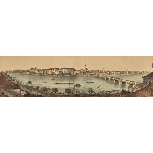 RUDOLF HUBER : 'Panorama de Basle pris du Caf� du Pont' (DOBIASCHOFSKY AUKTIONEN AG)