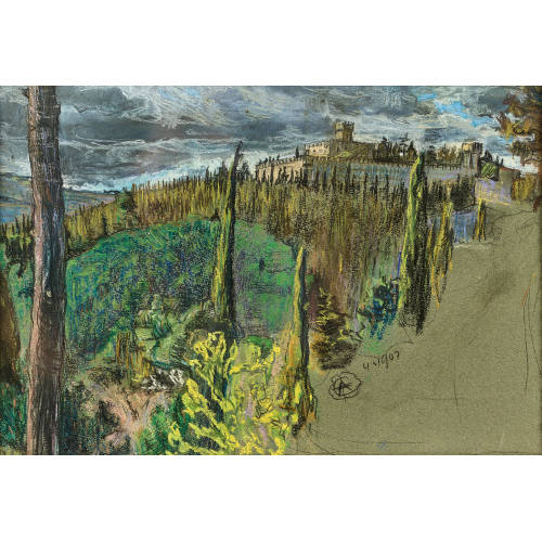 ALEXANDRE CINGRIA : Blick auf das Castello di Vincigliata in der Toskana (DOBIASCHOFSKY AUKTIONEN AG)