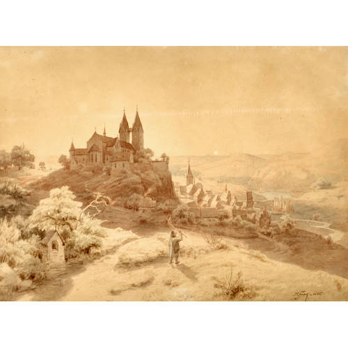 HEINRICH FUNK : Romantische Ansicht mit Klosteranlage (DOBIASCHOFSKY AUKTIONEN AG)