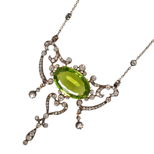 PERIDOT-DIAMANT-COLLIER : (DOBIASCHOFSKY AUKTIONEN AG)