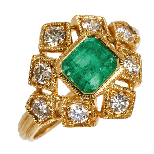 SMARAGD-DIAMANT-RING : (DOBIASCHOFSKY AUKTIONEN AG)