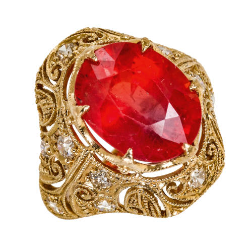 SAPHIR-DIAMANT-RING : (DOBIASCHOFSKY AUKTIONEN AG)
