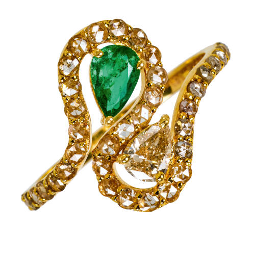 SMARAGD-DIAMANT-RING : (DOBIASCHOFSKY AUKTIONEN AG)