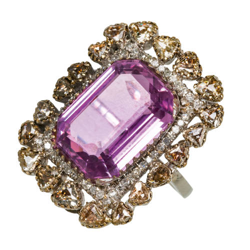 KUNZIT-DIAMANT-RING : (DOBIASCHOFSKY AUKTIONEN AG)