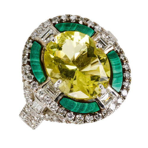 LEMONQUARZ-DIAMANT-RING : (DOBIASCHOFSKY AUKTIONEN AG)