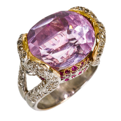 KUNZIT-DIAMANT-RING : (DOBIASCHOFSKY AUKTIONEN AG)